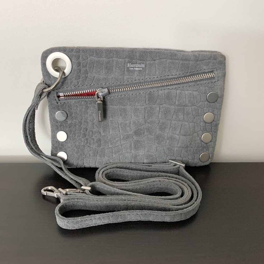 HAMMITT Gray Suede Leather Small Nash Crossbody / Wristlet / Belt Bag